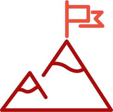 Outline of two mountains with a flag on top