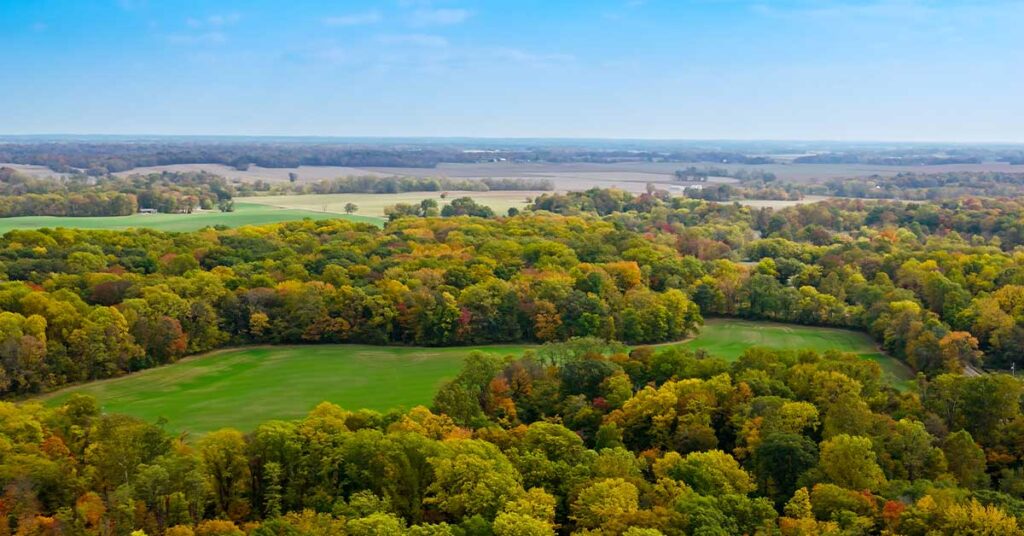 Rural Indiana with trees and open space