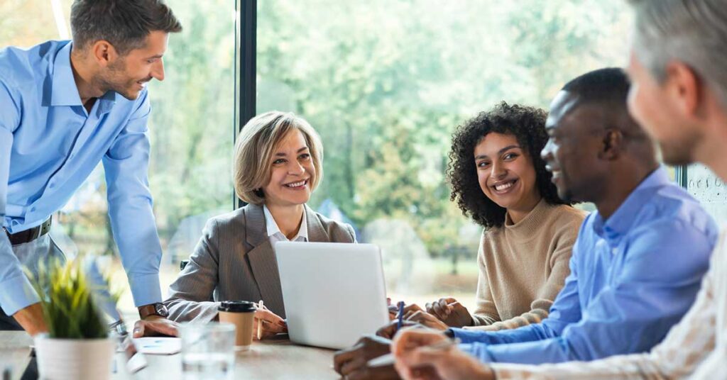 Multiracial group of business people having a meeting