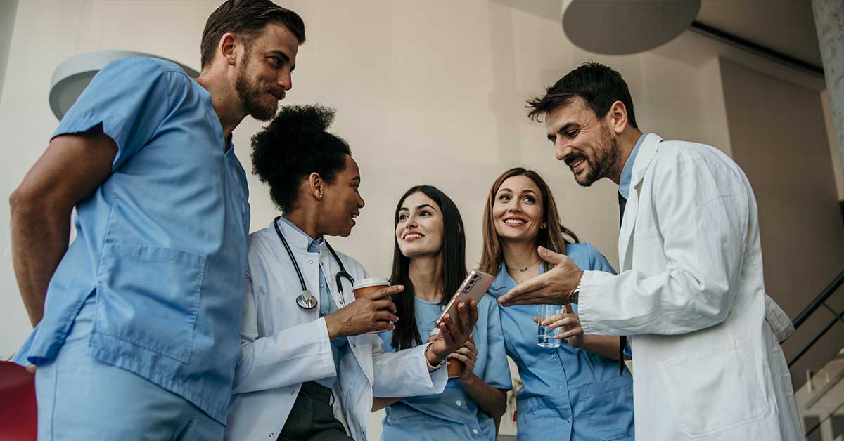 Shot of a group of medical practitioners having a discussion in a hospital
