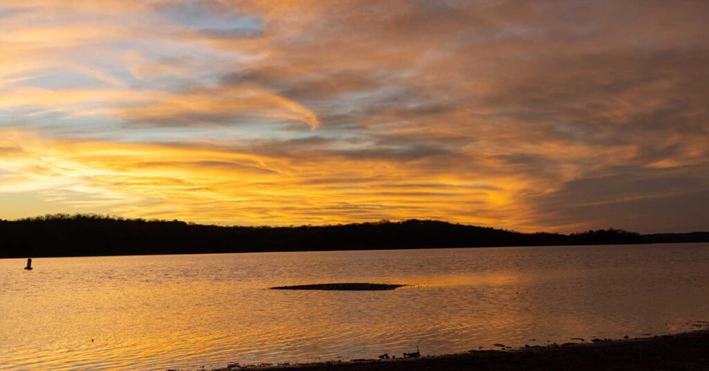 Lake sunset landscape in rural Oklahoma